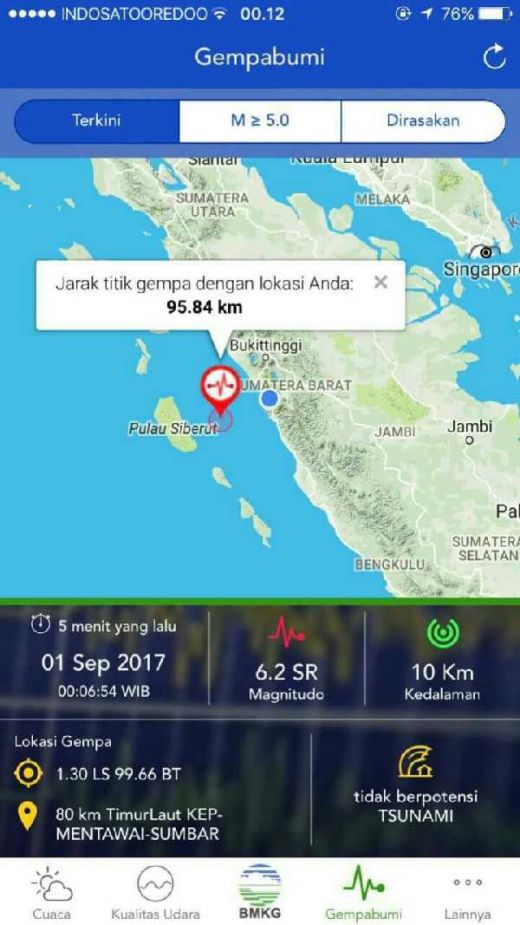 Gosumbar Com Gempa Bumi Di Mentawai 6 2 Sr Dini Hari Ini Tak Berpotensi Tsunami